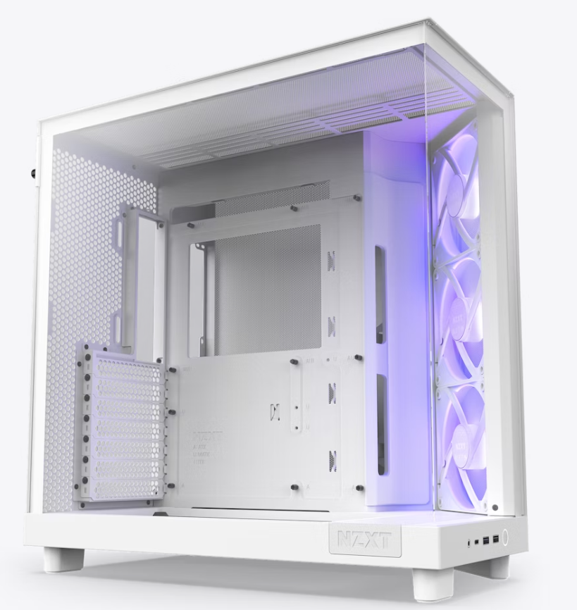 NZXT H6 Flow RGB White: 1x USB 3.2 Type-C, 2x USB 3.2 Type-A, Combo Headset Jack